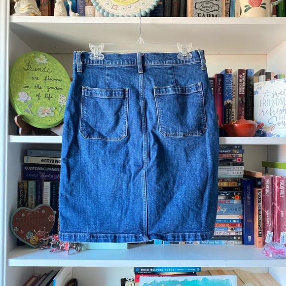 J. Crew | Denim Button Front Medium Wash Skirt - Picture 9 of 11